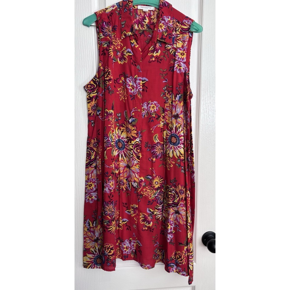 beach lunch lounge medium floral Res sleeveless dress Collard. 2997